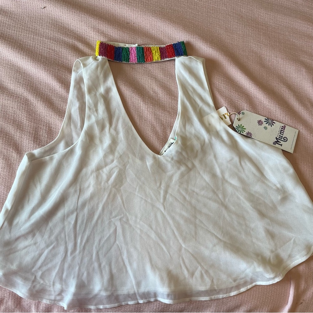 Show Me Your MuMu White Sleeveless Crop Tank Top